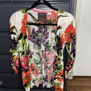 Anthropologie Guinevere Floral Cardigan Size XS